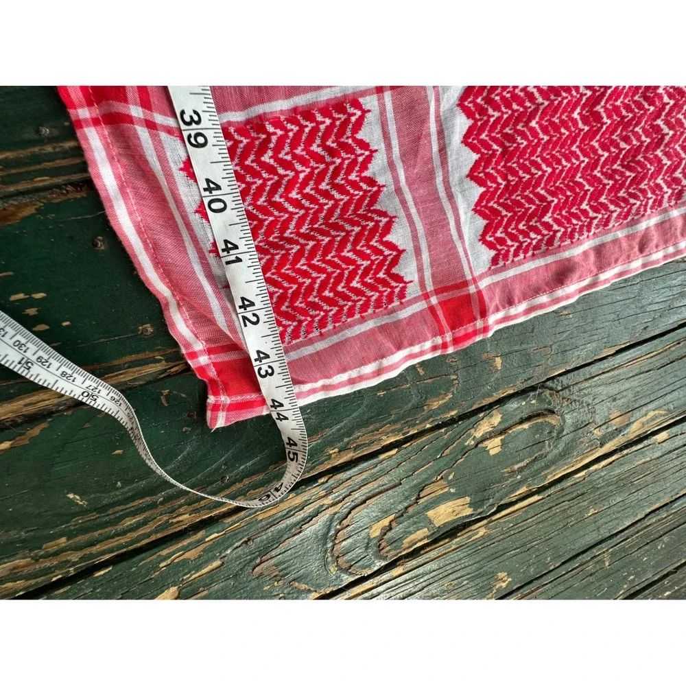 King Yashmag Red White Keffiyeh Scarf Woven Geometric Shemagh Korea 44x44